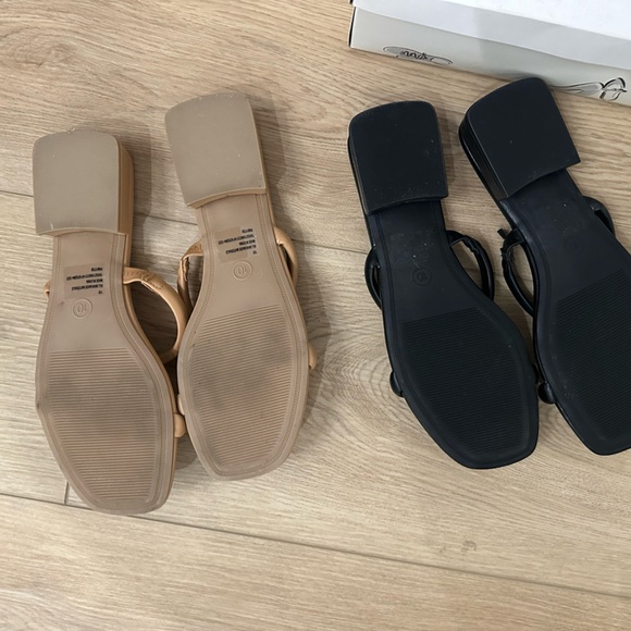 A New Day size 10. Nude and Black low heel slide sandals. - Picture 2 of 2